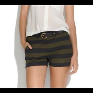 Madewell Tailored Striped Shorts Olive and Black 2
